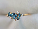 2ct Round Cut London Blue Topaz Cluster Engagement Ring 14k Yellow Gold Finish