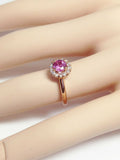 1Ct Round Cut Pink Sapphire Diamond Halo Engagement Ring 14K Rose Gold Finish