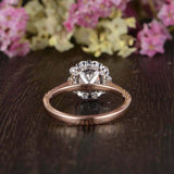 Cluster Floral Solitaire Engagement Ring 2ct Round Cut Diamond 14k RoseGold Over