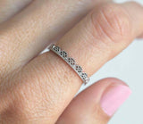 Filigree Vintage Milgrain Wedding Band Ring 14k White Gold Finish