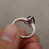 2ct Heart Purple Amethyst Solitaire Promise Engagement Ring 14k WhiteGold Finish