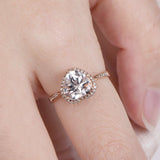 1.2ct Heart Cut Peach Morganite Halo Promise Engagement Ring 14k RoseGold Finish