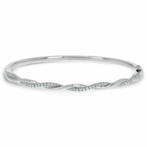 2ct Round Cut Diamond Wave Twist Women Cuff Bangle Bracelet 14K WhiteGold Finish