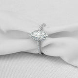 1.8ct Marquise Cut Diamond Halo Solitaire with Accent Ring 14k White Gold Finish