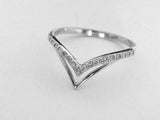 V Shaped Stylish Curved Wedding Band 1ct Round Cut Diamond 14k White Gold Finish