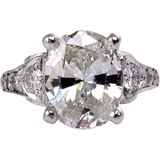 4Ct Oval Cut Diamond Vintage Engagement Ring 14K White Gold Finish Round Accents