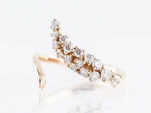 1ct Round Cut Diamond Engagement Ring Bypass Iced Design 14k Yellow Gold Finish