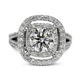 5Ct Round Cut Diamond Dual Halo Engagement Ring 14K White Gold Over Split Shank