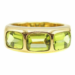 2ct Emerald Green Peridot Engagement Ring Trilogy Solitaire 14k Yellow Gold Over