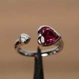 2ct Heart Cut Pink Ruby Fancy Design Engagement Ring 14k White Gold Finish