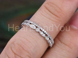 1ct Round Cut Moissanite Full Eternity Women Wedding Bands 14k White Gold Plated