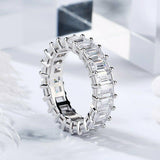 6Ct Emerald Cut Diamond Cocktail Iced Eternity Wedding Band 14K White Gold Over