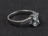 2ct Pear Cut VVS1 Diamond Engagement Ring 14k White Gold Finish Two Stone Bypass