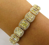 20Ct Radiant Yellow Sapphire Gatsby Halo Tennis Bracelet 14K Yellow Gold Finish