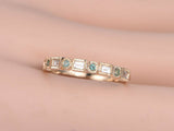 1ct Round Cut Green Emerald Half Eternity Stackable Band 14k White Gold Finish