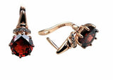 2.56ct Dangle Earrings Round Cut Red Garnet Stylish 14k Rose Gold Finish