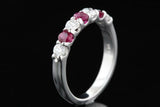 3ct Round Cut Pink Ruby Half Eternity Wedding Band Ring 14k White Gold Finish