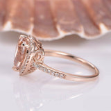 1.3ct Heart Cut Peach Morganite Halo Promise Engagement Ring 14k RoseGold Finish