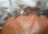 Five Stone Solitaire Engagement Ring 3ct Emerald Cut Diamond 14k White Gold Over