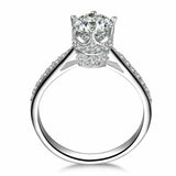 2ct Round Cut Diamond Hidden Halo Solitaire with Accent Ring 14k White Gold Over