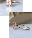 1.7ct Emerald Cut Peach Morganite Engagement Ring 14k Rose Gold Finish Solitaire