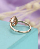 1ct Round Cut Peach Morganite Water Drop Engagement Ring 14k Rose Gold Finish