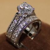 3.5Ct Round Cut Diamond Scaled Bridal Set Engagement Ring 14K White Gold Finish