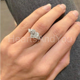 1.2ct Heart Simulated Diamond Three Stone Engagement Ring 14k White Gold Plated