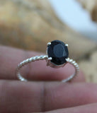 1ct Engagement Ring Oval Black Diamond Braided Solitaire 14k White Gold Finish