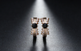 2ct Round Cut Black Diamond Classical Women Huggies Earrings 14k RoseGold Finish