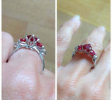 1.6ct Round Cut Red Garnet Engagement Ring Solitaire Trilogy 14k White Gold Over