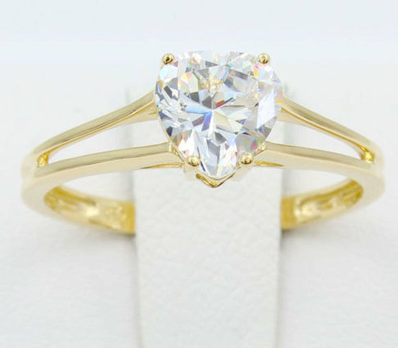 Split Shank Engagement Ring 0.5ct Heart Cut VVS1D Diamond 14k Yellow Gold Finish