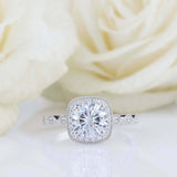 2ct Round Diamond Engagement Ring Milgrain Accents Solitaire 14k White Gold Over