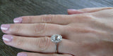 1.3ct Emerald Cut Diamond Engagement Ring 14k White Gold Finish Halo Solitaire