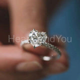 1ct Heart Simulated Diamond Solitaire with Accents Ring 14k White Gold Plated