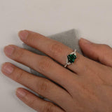 1.8ct Heart Cut Green Emerald Engagement Ring Leaf Accent 14k White Gold Finish