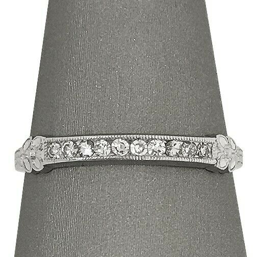 1Ct Round Cut Diamond Floral Inspired Vintage Wedding Band 14K White Gold Finish