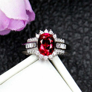 2.2ct Oval Cut Pink Ruby Engagement Ring Art Deco 14k White Gold Finish