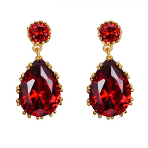 2.3ct Pear Cut Red Garnet Elegant Water Drop Earrings 14k Yellow Gold Finish