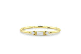 Trilogy Minimalist Engagement Ring 0.3ct Baguette Diamond 14k Yellow Gold Finish