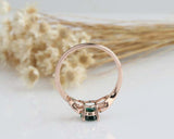 2ct Oval Cut Green Emerald Engagement Ring Leaf Accent Design 14k Rose Gold Over