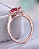 3Ct Cushion Cut Pink Ruby Diamond Vintage Engagement Ring 14K Rose Gold Finish