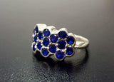 2.6ct Engagement Ring Round Cut Blue Sapphire Floral Cluster 14k White Gold Over