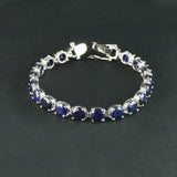 10ct Round Cut Blue Sapphire Elegant Tennis Bracelet 14k White Gold Finish