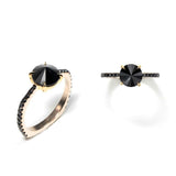 1.5ct Round Black Diamond Minimalist Slim Engagement Ring 14k Yellow Gold Finish