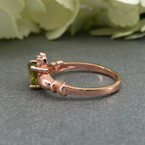 1ct Heart Cut Green Peridot Claddagh Design Engagement Ring 14k Rose Gold Finish