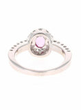 2ct Oval Cut Pink Sapphire Engagement Ring Round Accent Halo 14k White Gold Over