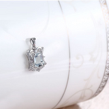 1.2ct Emerald Cut Blue Aquamarine Wedding Pendant 14k White Gold Finish NO CHAIN