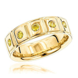 1Ct Round Yellow Sapphire Men Wedding Band Engagement Ring 14K Yellow Gold Over