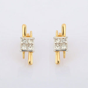 1.25ct Drop Earrings Princess Cut Diamond Stylish Design 14k Yellow Gold Finish